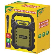 New CRAYOLA KARAOKE SPEAKER BLUETOOTH FM RADIO BATTERY MICROPHONE BLACK/YELLOW