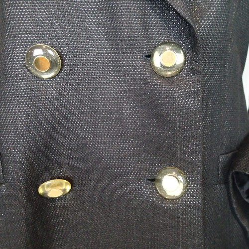 Escada Metallic linen cotton blend Blazer Size 42 jacket black - Picture 3 of 16