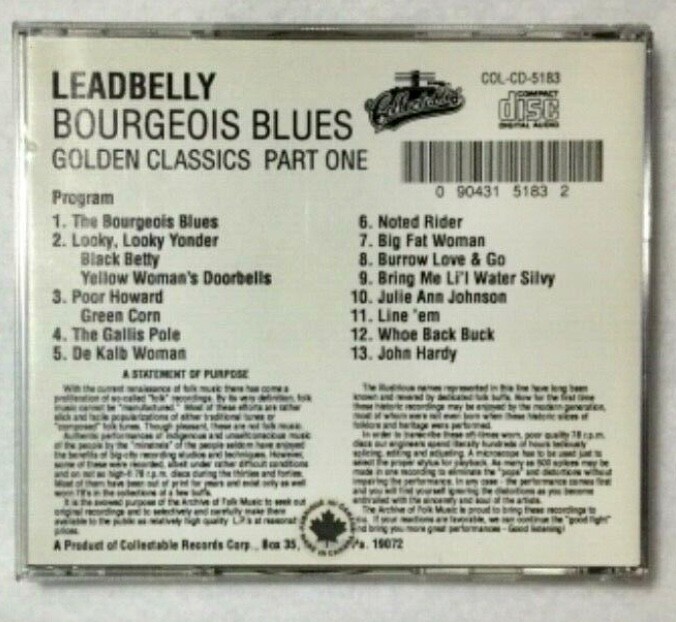LEADBELLY BOURGEOIS BLUES GOLDEN CLASSICS PART ONE eBay