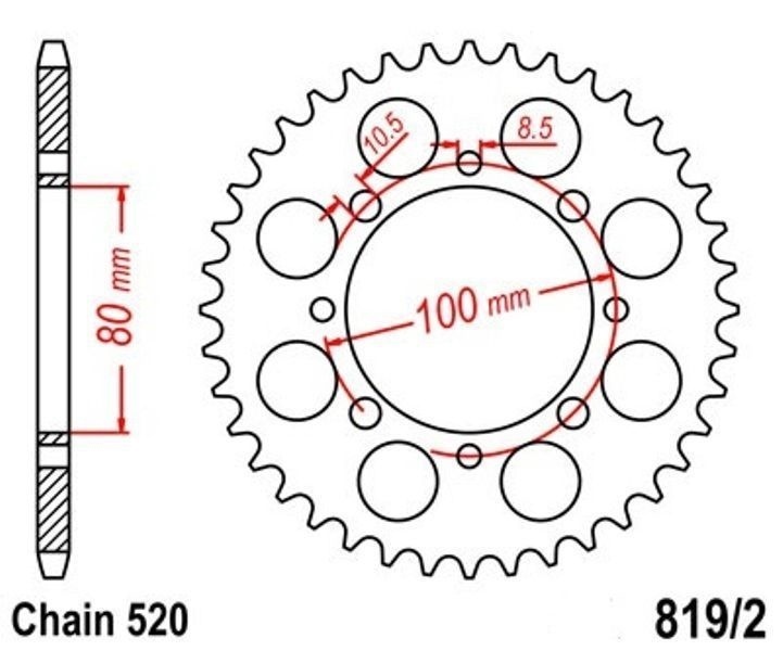 Roue a chaîne 41 dents pas 520 moto ancienne Suzuki GT 250 X7E 1980 1981