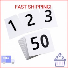 Toncoo 50Pcs Table Numbers 1-50, 3.7x4 Inch Plastic Table Numbers, Double Sided