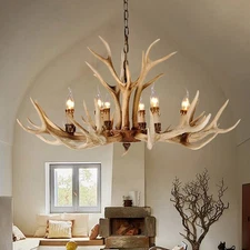 Rustic Antler Chandelier 8/10 Light Large Resin Deer Antler Pendant Hanging Lamp