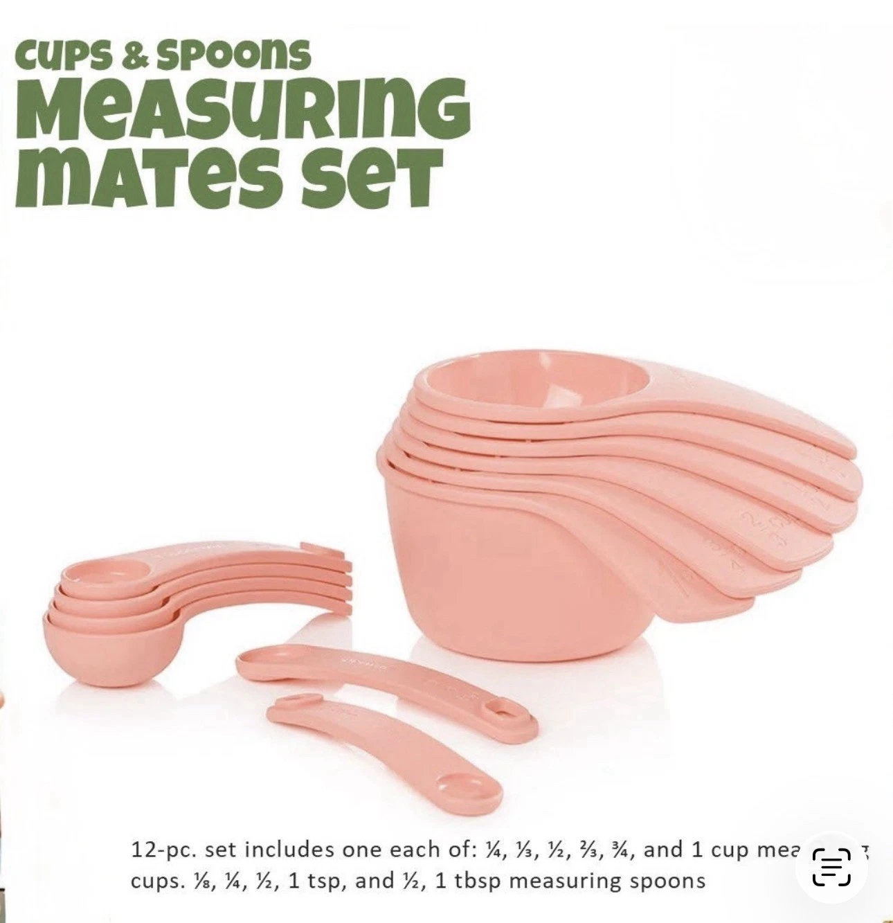Tupperware Measuring Cups and Spoons Set Measuring Mates 12 pc Set Pink
Opens in a new window or tab