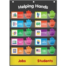 Helping Hands Pocket Chart Classroom Jobs Management Preschool Black 29x20.5