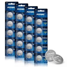 PGSONIC 20 Pack CR2450 3V Lithium Coin Battery 5 Count Pack of 4