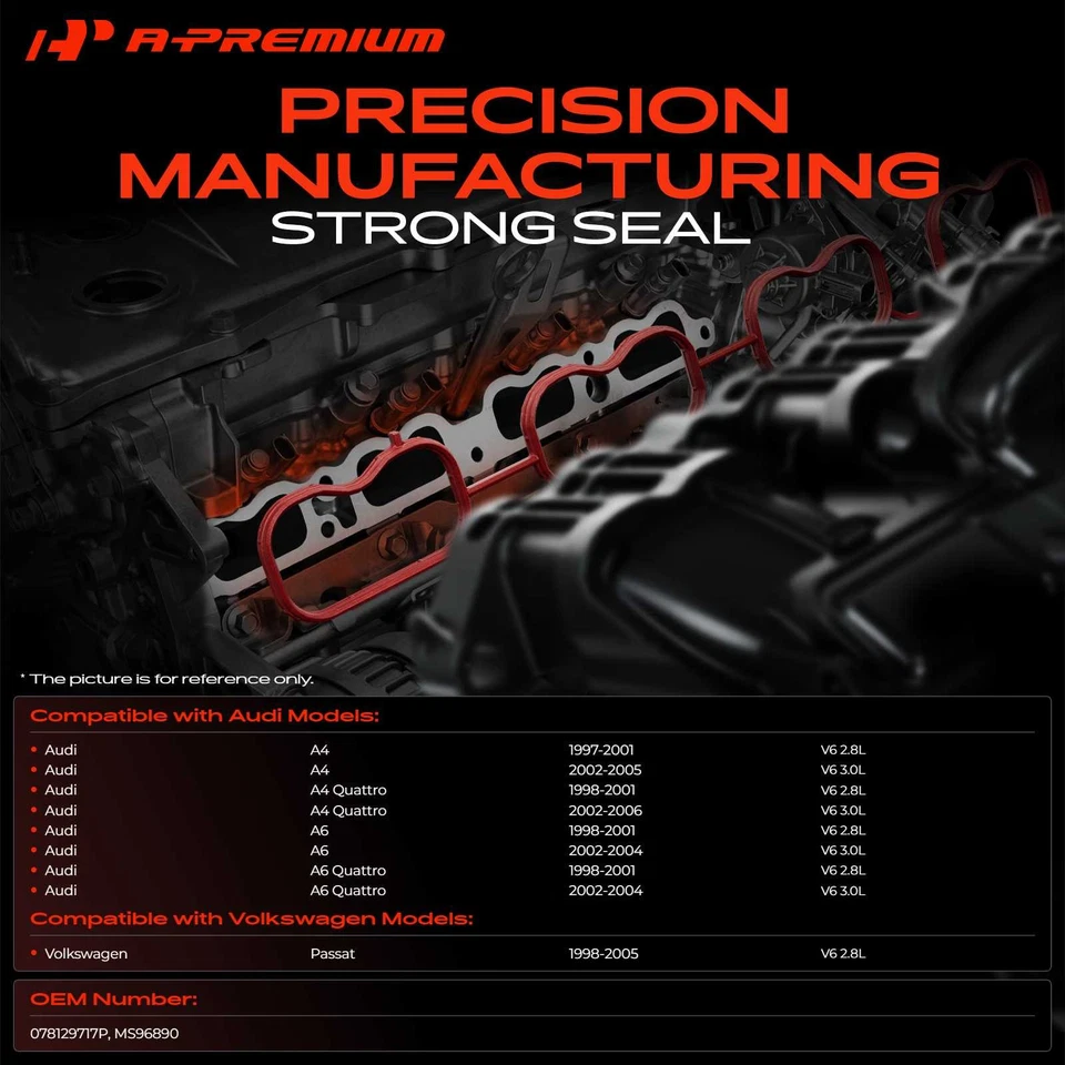 Juego de juntas de colector de admisión de motor A-Premium para VW Passat Audi A4 A6 Quattro V6 Foto 2 de 4