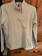 #322 KYODAN XL WOMENS ATHLETIC HERRINGBONE TOP 1/2 ZIP LIGHT GRAY