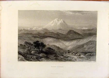 Original Old Antique Print The Holy Bible Mount Hermon Steel Engraving