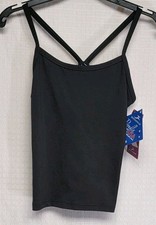 Motionwear Racerback Camisole Top Black Scoop Neckline Criss-Cross SZ LC 12-14