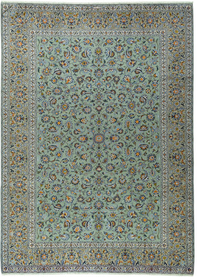 Perserteppich Kashan Kork 390 x 280 cm Orientteppich Top Zustand - Pistaziengrün