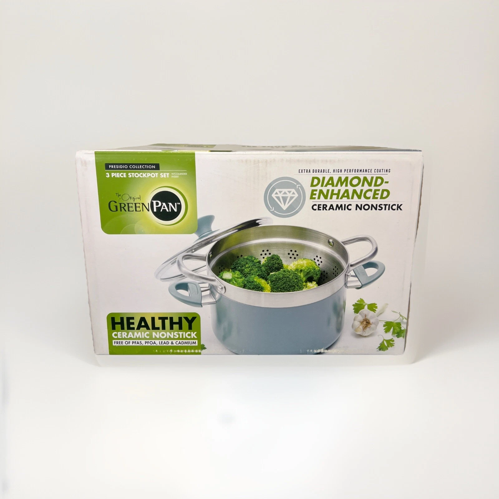 GreenPan 3 Piece Stockpot Set Presidio Collection - Collander - World Market NEW