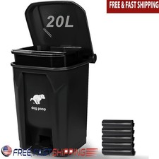 Outdoor Dog Poop Trash Can Step-On 20L W/ Removable Inner Bucket  Bags New