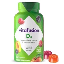 Vitafusion Vitamin D3 Gummies 150 Ct Peach Blackberry Strawberry EXP 02/27 