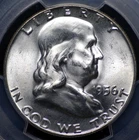 1956 FRANKLIN HALF DOLLAR PCGS MS 64 FULL BELL LINES BRIGHT WHITE SILVER, FULLY