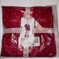 New Victoria's Secret Glazed Satin Pajama Set Red Pink Polka Dots Women  s Sz XL