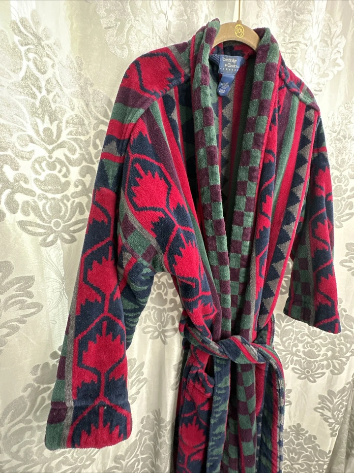 cambridge classics robe checkered tribal purple green red blue Vintage - Image 2 of 4
