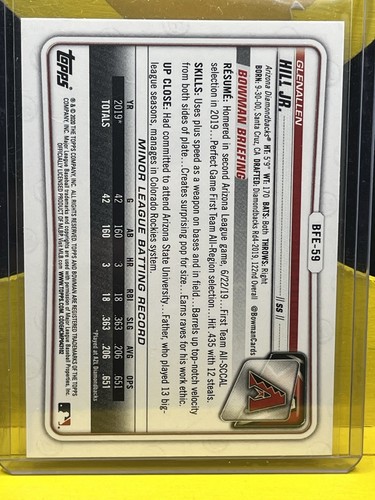 Glenallen Hill Jr. 2020 1st Bowman Prospects First Edition BFE-59 BP-59 lot x 3 - Picture 5 of 5