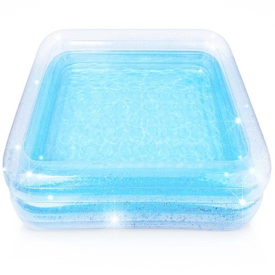 ArtCreativity Sparkly 3-Level Inflatable Kiddie Pool, Transparent Blow Up Pool