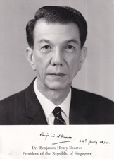 Benjamin Henry Sheares - President Singapore - Original Signed "1974"