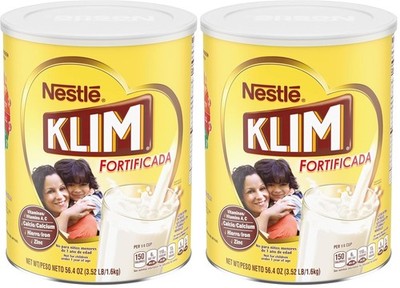 2 pack Nestle Klim Fortificada Milk Powder, Toddler Formula, 53 Servin,3.52 lbs