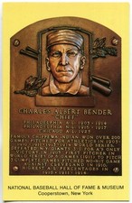 Gold HOF Plaque Postcard - Chief Bender Philadelphia Athletics (1986 Printing)