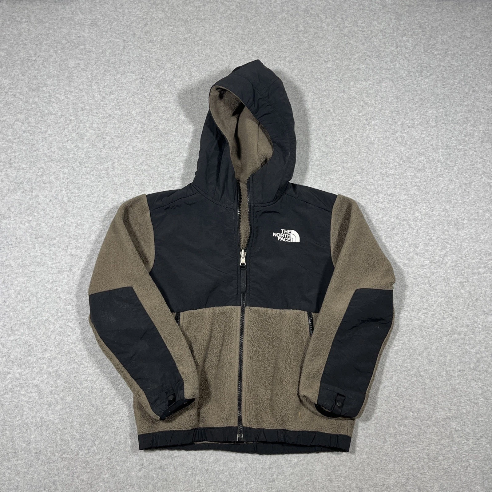North Face Denali Fleece Boys Sz S (7/8) Brown Polartec Full Zip Hoodie Jacket