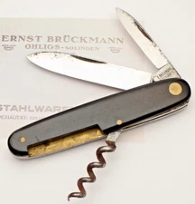 Vintage BRUCKMANN SOLINGEN Bartender’s Knife Black Handles Nice Light Use