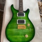 Green Burst Electric Guitar Flame Maple Top 24 Frets Gold Tremolo Bridge