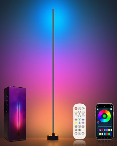 Led Stehlampe Wohnzimmer, Rgb Ecklampe Dimmbar Mit Fernbedienung Und-image