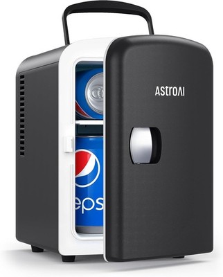 AstroAI Mini Kühlschrank, 4 Liter Fridge 6 Dosen, Kleiner Kühlschrank mit 220V