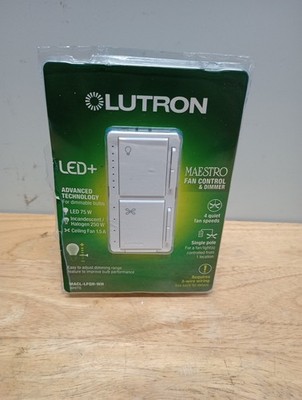Lutron Maestro Lüfter Kontrolle & Licht Dimmer LED Einpolig MACL LFQH WH Weiß