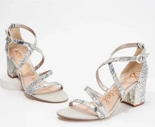NWOB Sam Edelman Stacie Strappy Heeled Sandals White Snake Print sz 5 New