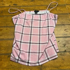 Rue21 Pink Plaid Ribbed Cami Tank Top Spaghetti Straps Women's XL