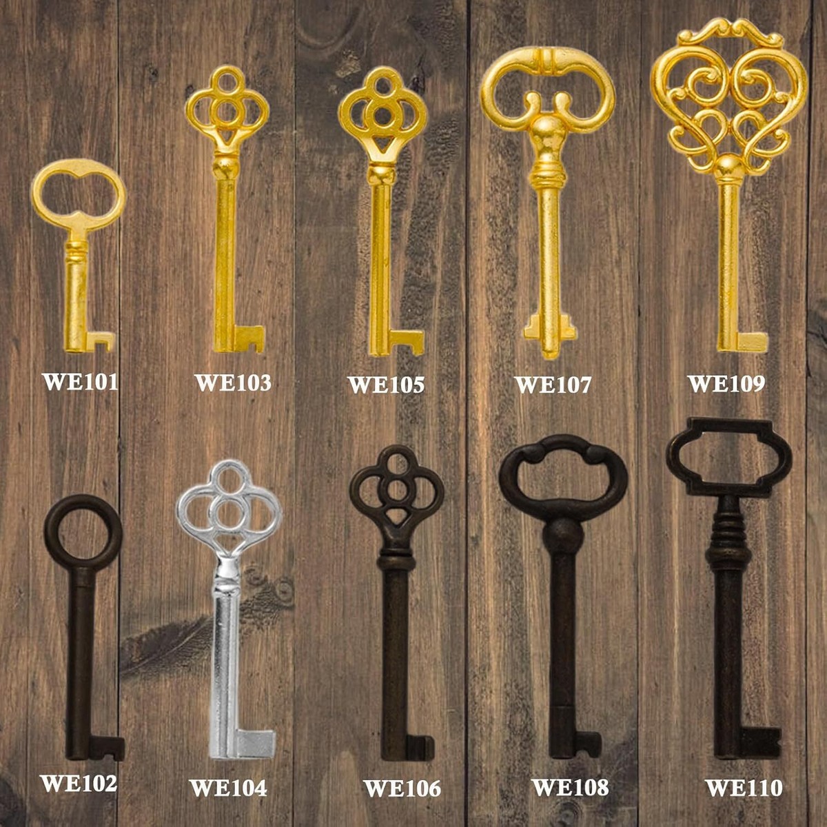 10 Pcs Skeleton Key Set - Hollow Barrel Vintage Keys For Antique Furniture, Dressers, Cabinets & Halloween Decor - View #12