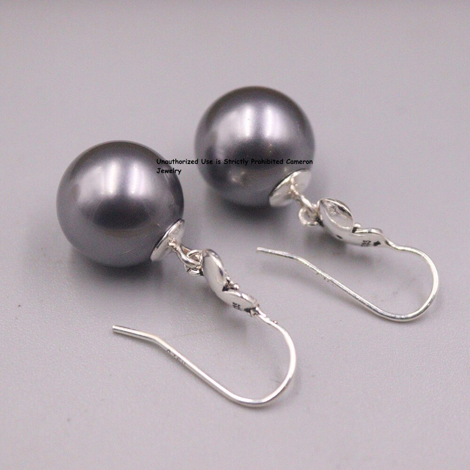 Pure S925 Sterling Silver Women Lucky Flower Pearl Ball Bead Dangle