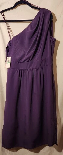 NWT Vince Camuto One Shoulder Aci Acia Purple Dress Knee Length Chiffon Org 128