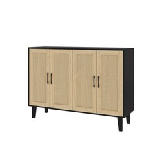 Buffet Storage Cabinet with Rattan Decorating Living Room Wood Kitchen Sideboard