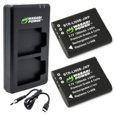 Wasabi Power Battery 2-Pack and USB-C Dual Charger for Olympus LI-90B and