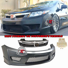 Fits 12-15 Honda Civic 4dr Sedan Tr-style Front Bumper Cover (pp) + Grille