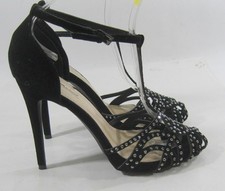 new Black 5"Stiletto High Heel stone Ankle Strap Shoes Women Size 6.5