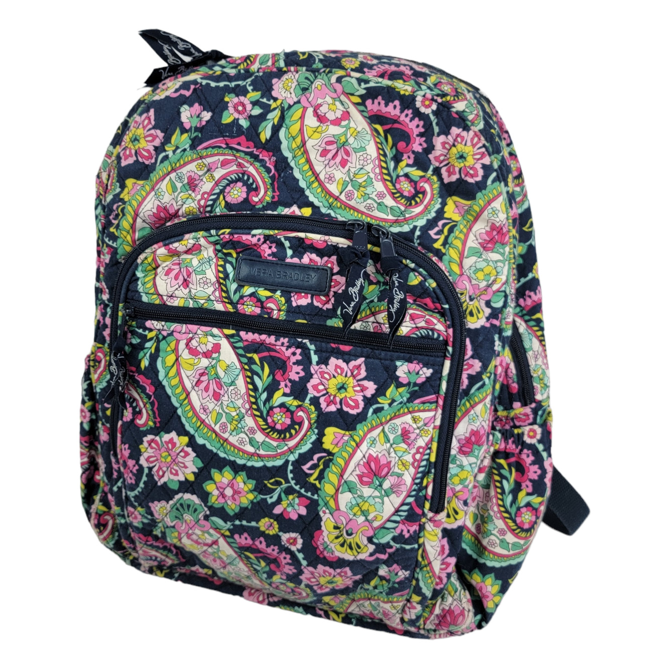 Vera Bradley Paisley Campus Backpack Navy Blue and Pi… Gem