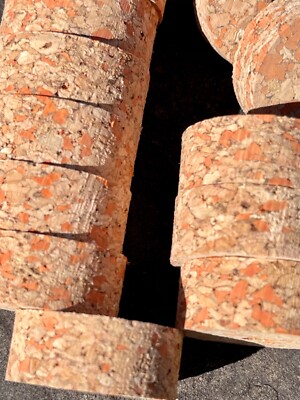 Cork Rings 12 Sunburst Orange Burl,  1 1/4'' x 1/2'' x 1/4'' Hole