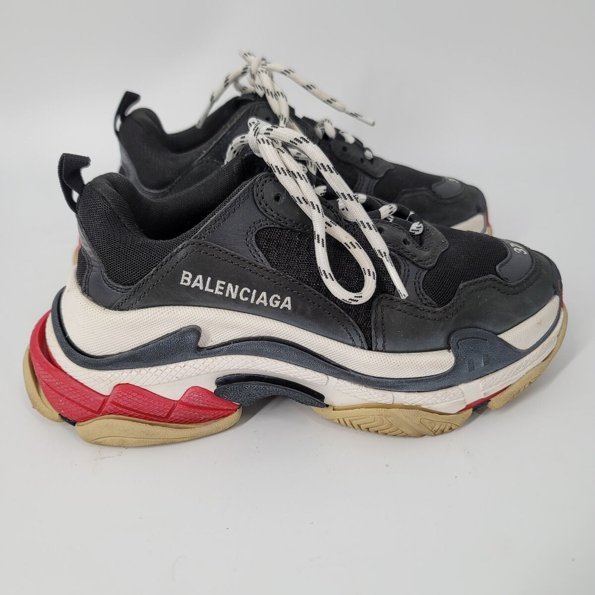 Balenciaga Black Leather Mesh Triple S Sneakers Size 7 HEAVY Balenciaga Black Leather Mesh Triple S Sneakers Size 7 HEAVY