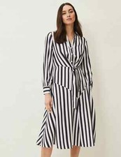 RRP£99 NEW Striped Knee Length Shirt Dress size 10 colour Blue mix
