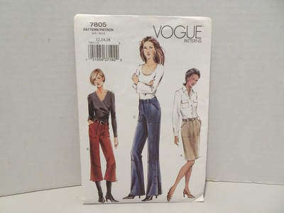 Vogue Pattern #7805 Size 12-14-16 Pants Skirt Cropped Pants Vintage Classic
