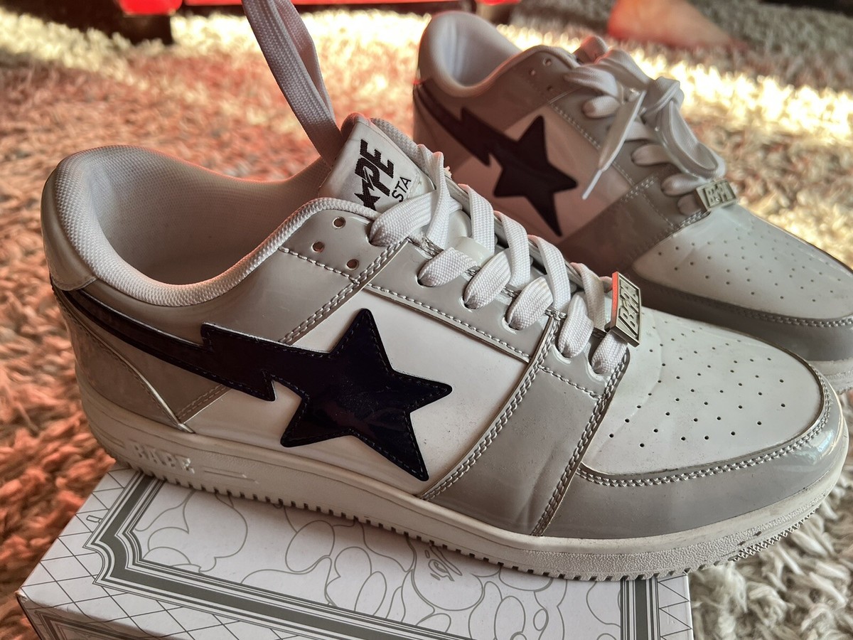 A Bathing Ape Bape Sta GREY WHITE Shoes Size 12 w/ Box EXCELLENT