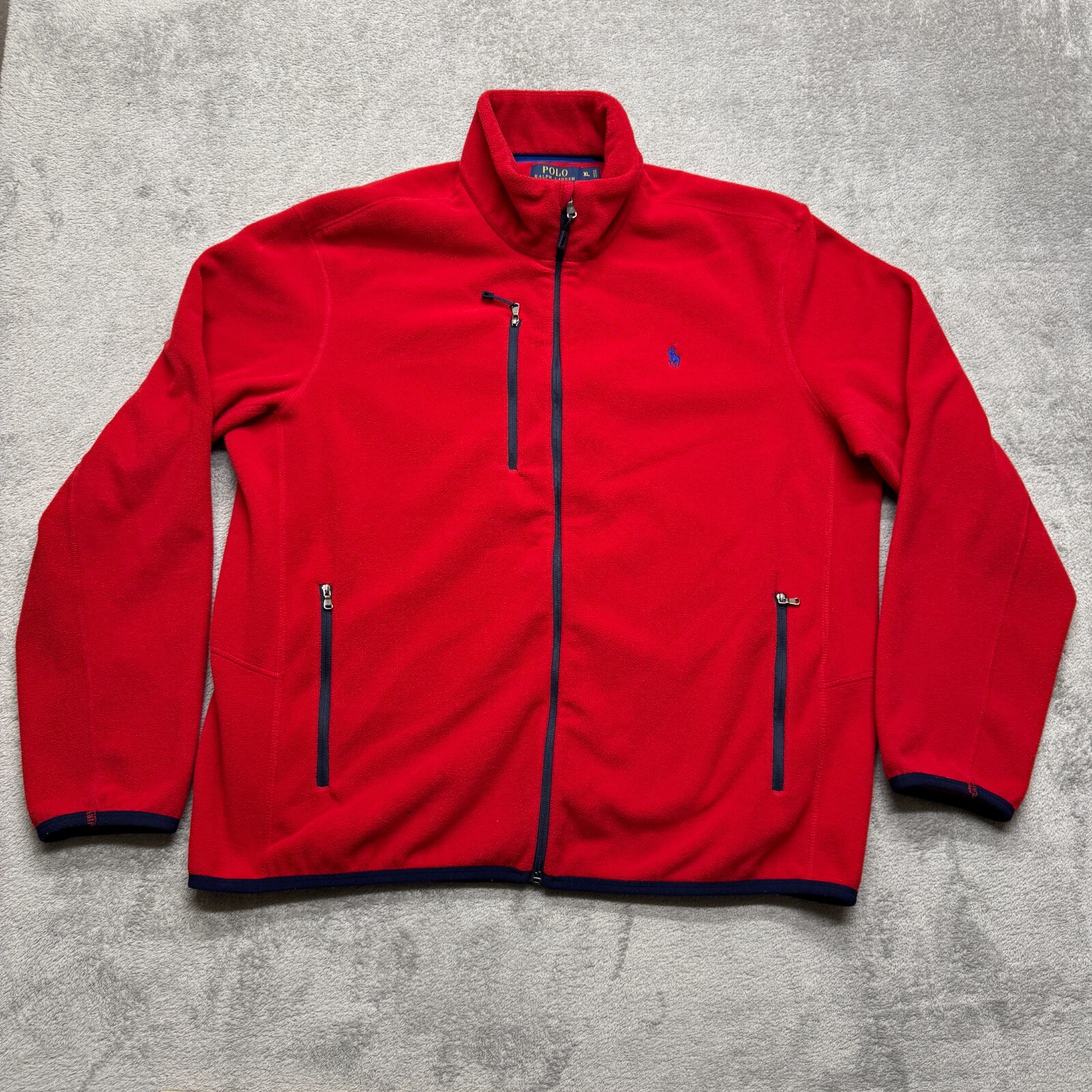 Polo Ralph Lauren Performance maglione pile zip intera uomo XL rosso outdoor pony