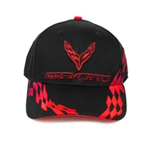 Corvette C8 Black/Red Checkered Flag Hat - SHIPPED IN A BOX - USA