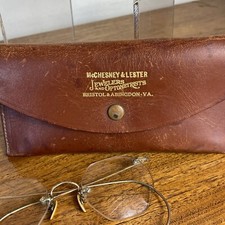 Antique Early 1900s Wire Rim Eyeglasses with Cowhide Case Bristol  Abington VA