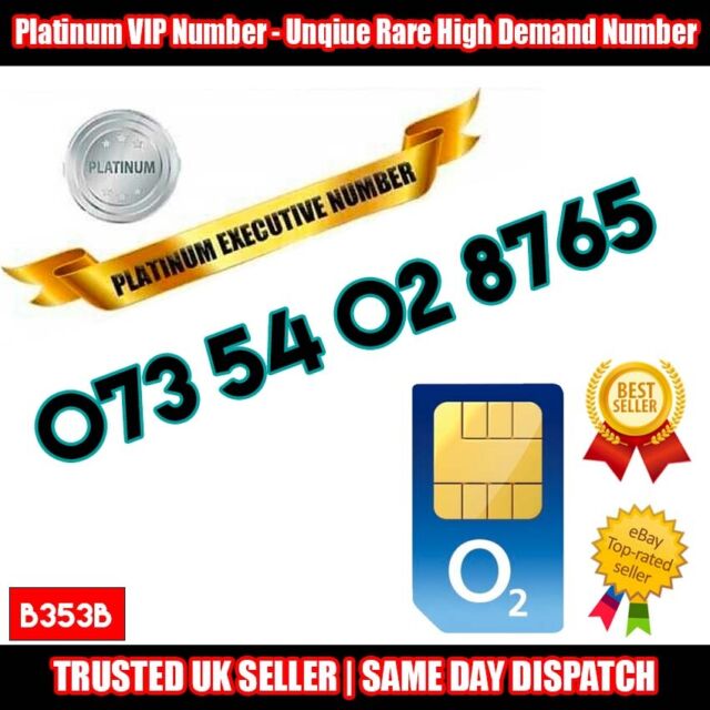 PLATINUM Number - VIP Executive Sim - 073 54 02 8765 - Easy to Memorise - B353B